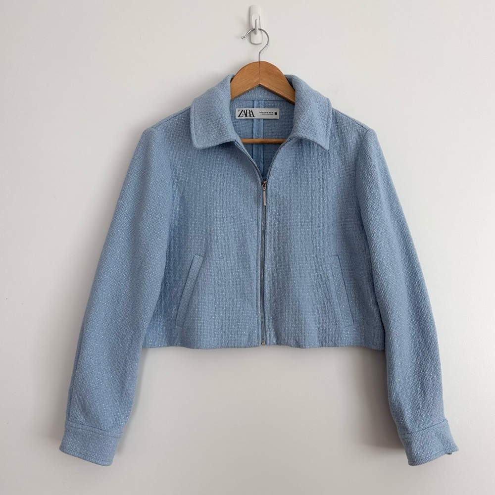 Zara Cropped Textured Jacket - Picture 6 of 16